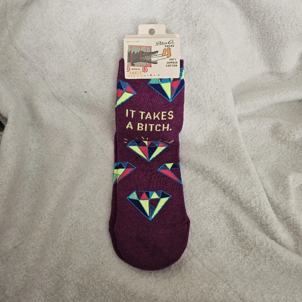 Blue Q It Takes A B**ch Diamond Women's Novelty Ankle Socks